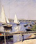 Gustave Clarence Rodolphe Boulanger Paintings - Sailing Boats at Argenteuil by Gustave Caillebotte
